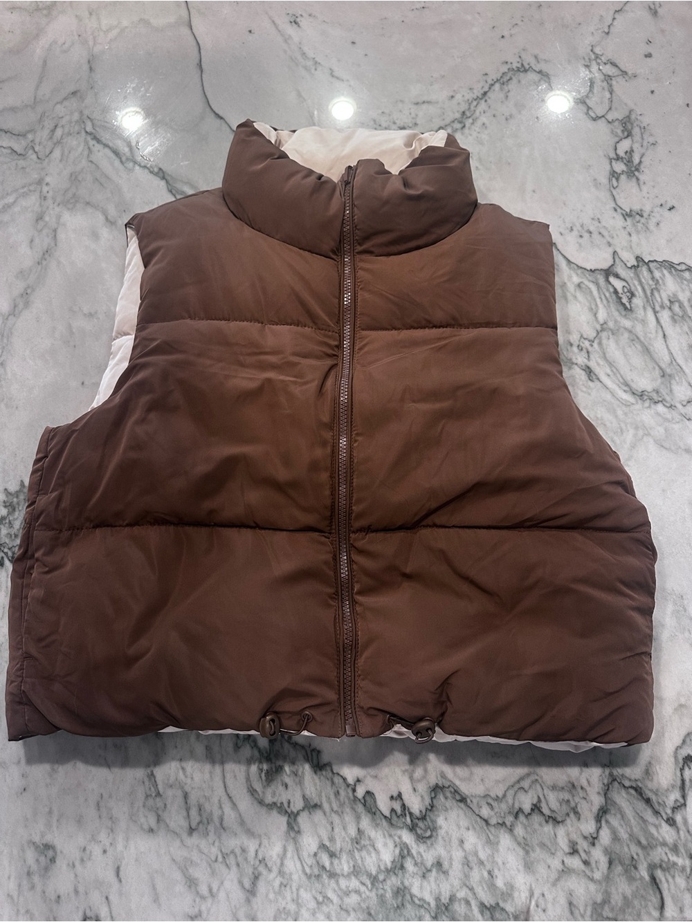 Brown Puffer Vest - Reversible Style